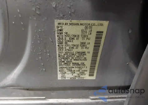 2006 Nissan Titan Xe/Se/Le from USA, damaged, VIN 1N6AA07B46N508571